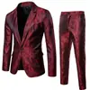 Traje de hombre de otoño e invierno europeo y americano, patrón brillante oscuro, discoteca, un botón, solapa de hombre, traje, venta al por mayor en stock TZ02