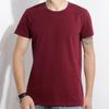 Nova camiseta masculina de manga curta Lycra Cotton cor sólida fina coreana apertada redonda V-neck camisa masculina de baixo verão atacado