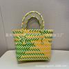 Nova bolsa feminina portátil bolsa de palha trançada plástica feita à mão grande capacidade cesta de presente de mão sacola de compras atacado de fábrica