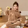 Cardigan de Pijama de Flanela para Meninas com Zíper Outono Inverno Crianças Espessado Conjunto de Lã Coral Roupas Quentes para Casa Menino Estudante