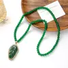 Nuevo Colgante de Collar de Ágata Verde Estilo Chino para Mujer Cadena Versátil de Moda de Gama Alta Accesorios de Ropa con Cuentas