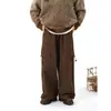 Pantalones Cargo Retro Americanos Multibolsillos para Hombre y Mujer, Marca de Tendencia Primavera y Otoño, Pantalones Holgados Rectos de Pierna Ancha
