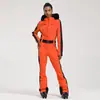 Nuevo traje de esquí de una pieza profesional para mujer para esquí al aire libre con doble tabla, a prueba de viento, cálido, impermeable, ajustado, alta elasticidad, traje de esquí transfronterizo para mujer