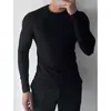 Camiseta Esportiva de Treinamento Fitness Manga Longa Cor Sólida Novo Estilo Transfronteiriça para Homens Musculosos Ajustada