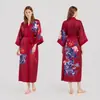 Novo Pijama Feminino Kimono Robe de Banho com Estampa Floral em Chiffon de Cetim Europeu e Americano Transfronteiriço Solto Wp4208