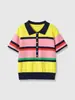 ZA comercio exterior transfronterizo artículo popular de ropa para mujer 2026 verano nuevo moda europea y americana top de punto de manga corta a rayas de bloques de color para mujer
