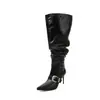 Estilo Garota Popular Botas Brancas Pontudas Europeias e Americanas com Salto Bloco Longas para Mulheres Outono 2026 Botas Longas de Salto Alto com Fivela
