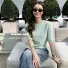 Ropa Zhengqite/ Nuevo Top de Punto de Seda Colorido con Cuello Redondo y Calado de Manga Media para Primavera/Verano 2026 Camiseta de Moda