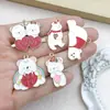 Oso de Navidad Lindo de Dibujos Animados Corazón de Amor Día de San Valentín Colgante Colgante DIY Collar Pendientes Accesorios de Joyería