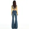 Jeans Boca de Sino Retrô Americano para Mulheres 2026 Novo Cintura Alta Slim Fit Elástico Não Apertado Calças Boca de Sino Tendência