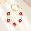 Pulseira de Aço Inoxidável com Flor Tridimensional de Trevo de Quatro Folhas, Elegante e Fashion, Acessório de Mão Fácil de Combinar, Joia de Mão 520 Atacado