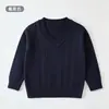 Malhas Masculinas e Infantis, Estilo College, Cor Sólida, Blusa de Gola V, Estilo Primavera e Outono para Meninos, Estilo Coreano Simples, Suéter de Manga Longa para Mulheres