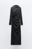 Vestido midi decorativo plisado nuevo en stock para mujer de comercio exterior europeo y americano estilo AliExpress