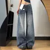 Calça Jeans Azul Wide Leg Estilo Americano para Mulheres, Novo Modelo de Primavera para Meninas Plus Size, Cintura Alta, Caimento Solto, Emagrecimento, Calça Flare Não Apertada