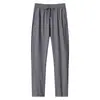 Nuevos Pantalones de Seda Helada para Hombre Verano 2026, Exquisito Ribete de Cuadrícula, Pantalones de Aire Acondicionado de Alta Calidad, Finos de Secado Rápido, Pantalones Casuales Tallas Grandes