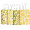 Bolsa de compras de papel kraft con estampado de limón al por mayor bolsa para regalo de frutas bolsa de papel para embalaje de compras bolsa tote para llevar