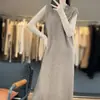Outono e Inverno Novo Suéter de Lã Pulôver Feminino Gola Redonda Cor Sólida Colete Tricotado Suéter sem Mangas Vestido Interno de Lã