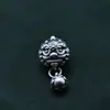 Colgante de Danza del León Estilo Chino Retro de Plata Pura S999 Cabeza de León Pulsera DIY Accesorios de Plata