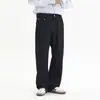 Ottb Pantalones Anchos de Lujo Ligero para Hombre para Adolescentes, Jeans Rectos Sueltos de Mezclilla Cruda Negra Lavada para Hombres