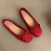Nuevos Zapatos Planos Plateados Estilo Chino, Suaves Zapatos Rojos de una Sola Pieza, Zapatos Escotados, Zapatos de Ballet Suela Suave Caramelo Pequeño Aroma para Mujer, Estilo Francés de Otoño