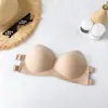 Kaka Mismo Estilo Delgado Brillante Una Pieza Envolvente Sin Tirantes Envoltura para el Pecho Sexy Push-up Sujetador Invisible Antideslizamiento Ropa Interior Ligera para Mujer