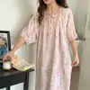 Nova camisola de manga curta estilo chinês para mulheres, roupa de casa fina de algodão e seda para o verão, pode ser usada fora, camisola de algodão e seda, atacado de fábrica