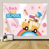 Decoración de fiesta de regreso a clases para niños, tapiz con estampado de dibujos animados del Día de Regreso a Clases, tapiz de decoración para diseño de escena