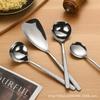 Colher em Aço Inoxidável 304 com Textura Martelada Estilo Coreano, Colher de Servir com Cabo Longo Espessado, Colher Doméstica de Cabeça Redonda, Colher para Hot Pot de Jantar, Atacado