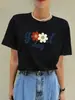 Camiseta Manga Curta Gola Redonda Simples Respirável Camiseta Manga Curta Estampada Estilo Coreano Moda Feminina Casual Adequada para o Verão