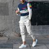 Traje deportivo nuevo transfronterizo 2023 casual de dos piezas primavera y otoño cuello redondo impresión digital 3D Comercio Exterior traje de hombre