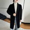 Novo Casaco de Cashmere Outono e Inverno Feminino Comprimento Médio Tricô em Ponto Arroz com Cinto Lã Pura Espessado Dupla Face Lã Casaco Feminino Petite