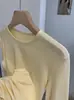 Camiseta interior básica de manga larga, color liso y cuello redondo KEKEZOON, versátil y adecuada para usar en capas, venta al por mayor 9014