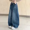Jeans de pierna recta para niñas, nueva colección otoño 2026, elegante diseño de patchwork, pantalones de pierna ancha para niñas mayores