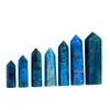Coluna de Apatita Natural, Prisma Hexagonal de Ponta Única de Apatita Azul, Coluna Padrão de Pedra Bruta Polida, Ornamento de Cristal para Mesa