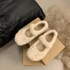 Zapatos planos de pelo estilo hada para mujer, para usar en exteriores, Nuevo Estilo Otoño/Invierno 2026, con lazo, forro de felpa, cálidos, mocasines, zapatillas de lona