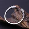 Pulsera de moda de plata de ley S925 al por mayor, pulsera de plata tailandesa exagerada de personalidad para mujer, pulsera abierta de calavera de moda coreana