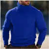 Outono e Inverno 2025 Europeu e Americano Masculino Listras Verticais Gola Alta Tricô Moda Masculina Tendência Pulôver Tricô Camiseta de Base