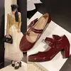2026 Nuevo Estilo de Verano Impresionantemente Hermosos y Cómodos Zapatos Mary Jane, Versátiles de Estilo Francés Tacón Grueso Moño Zapatos de Tacón Alto Brillantes Individuales