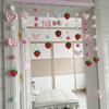 Lindo Dibujo Animado Fresa Lazo Fresas de Colores Mermelada de Fresa Cortina para Puerta de Dormitorio Cortina Divisoria Decoraciones para Puerta de Sala de Estar Cortina Colgante