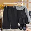 Conjunto de Roupa Infantil Feminina Outono Novo Estilo Coreano: Colete, Blusa de Manga Longa e Calça de Perna Larga, Doce Conjunto de Três Peças para Bebês, Roupa Infantil da Moda