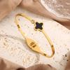 Pulseira Trevo de Quatro Folhas Estilo Coreano Ouro Rosa Aço Titânio Pulseira Moda Explosão Joias Pulseira Feminina Nova Distintiva de Aço Inoxidável