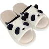 Pantuflas de Lino con Panda 3D de Dibujos Animados para Mujer, Transpirables de Verano Antideslizantes para Dormitorio Estudiante Hogar