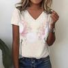 Camiseta Oversize de Manga Corta con Cuello en V para Mujer Serie Diente de León Impresión 3D Top Casual Camiseta de Verano para Vacaciones Calle Harajuku Y2K