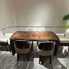 [Mesa de Comedor Bentley Bentley] Mesa y Sillas de Comedor de Madera Maciza de Lujo Accesible Italianas, Rectangular Una Mesa y Seis Sillas para Casas de Lujo y Villas