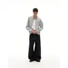 Camisa Unisex Casual de Manga Larga a Rayas con Tapeta con Cremallera Estilo Campus Americano Marca de Moda Ouswe Rc97