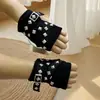 Guantes de Moto de Metal Punk Estilo Europeo y Americano Negros Personalizados Harajuku de Medio Dedo Unisex Funcionales Y2K