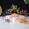 Árbol de la Fortuna de Cristal Natural con Grava de Cristal Multicolor y Base de Cuenco de Vidrio para Entrada del Hogar y Decoración de Sala de Estar