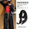 Bufanda larga de seda con lunares negros estilo coreano para mujer, bufanda fina de verano de alta gama para el cuello, bufanda de cinta, accesorio de cinturón