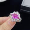 Simulação de Torre de Açúcar de Corindo Vermelho Turmalina Vermelha Anel de Abertura de Diamante Completo Moda Feminina Elegante Celebridade Online Anel Vivo Jóias