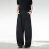 Calça Social Masculina de Cor Sólida Tendência, High-End, Perna Reta, Caimento Fluido, Calça Casual Versátil de Perna Larga, Estilo Retro Americano, Loose